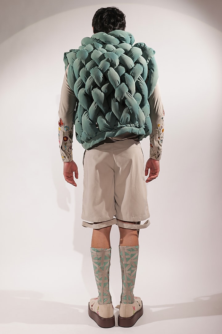Beige Suede Shorts by Jubinav Chadha Men at Pernia's Pop Up Shop