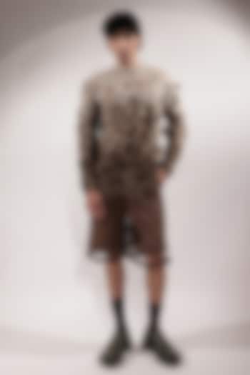 Brown Leather Shorts by Jubinav Chadha Men at Pernia's Pop Up Shop
