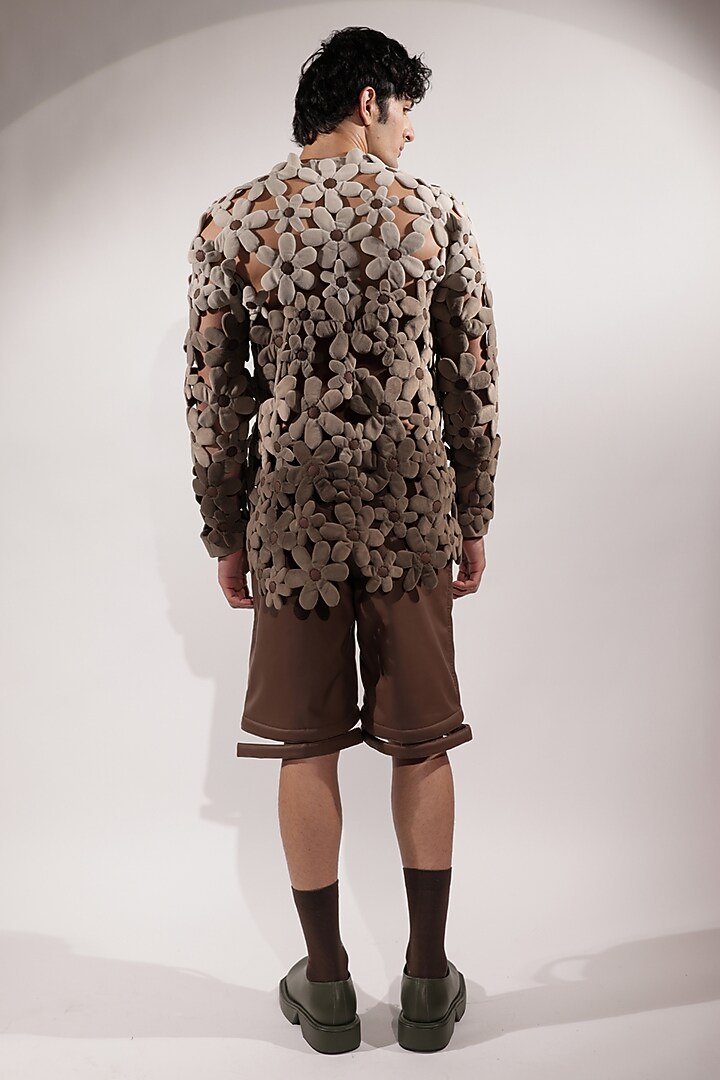 Brown Leather Shorts by Jubinav Chadha Men at Pernia's Pop Up Shop