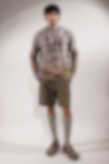 Olive Green Linen Shorts by Jubinav Chadha Men at Pernia's Pop Up Shop