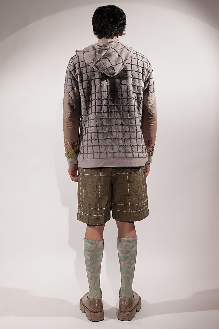 Olive Green Linen Shorts by Jubinav Chadha Men at Pernia's Pop Up Shop