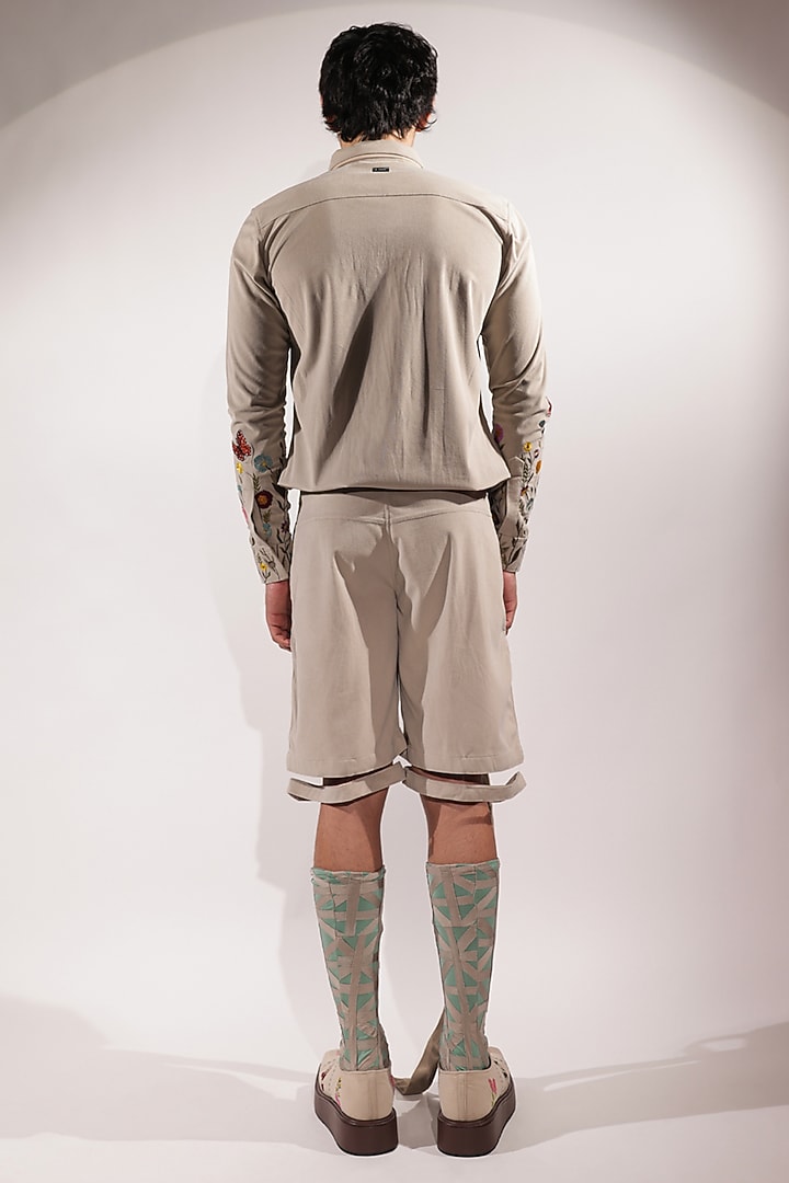 Beige Suede Shacket by Jubinav Chadha Men at Pernia's Pop Up Shop