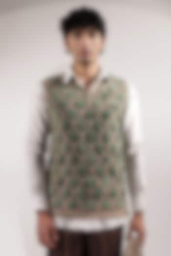 Jade Green Suede Vest by Jubinav Chadha Men at Pernia's Pop Up Shop