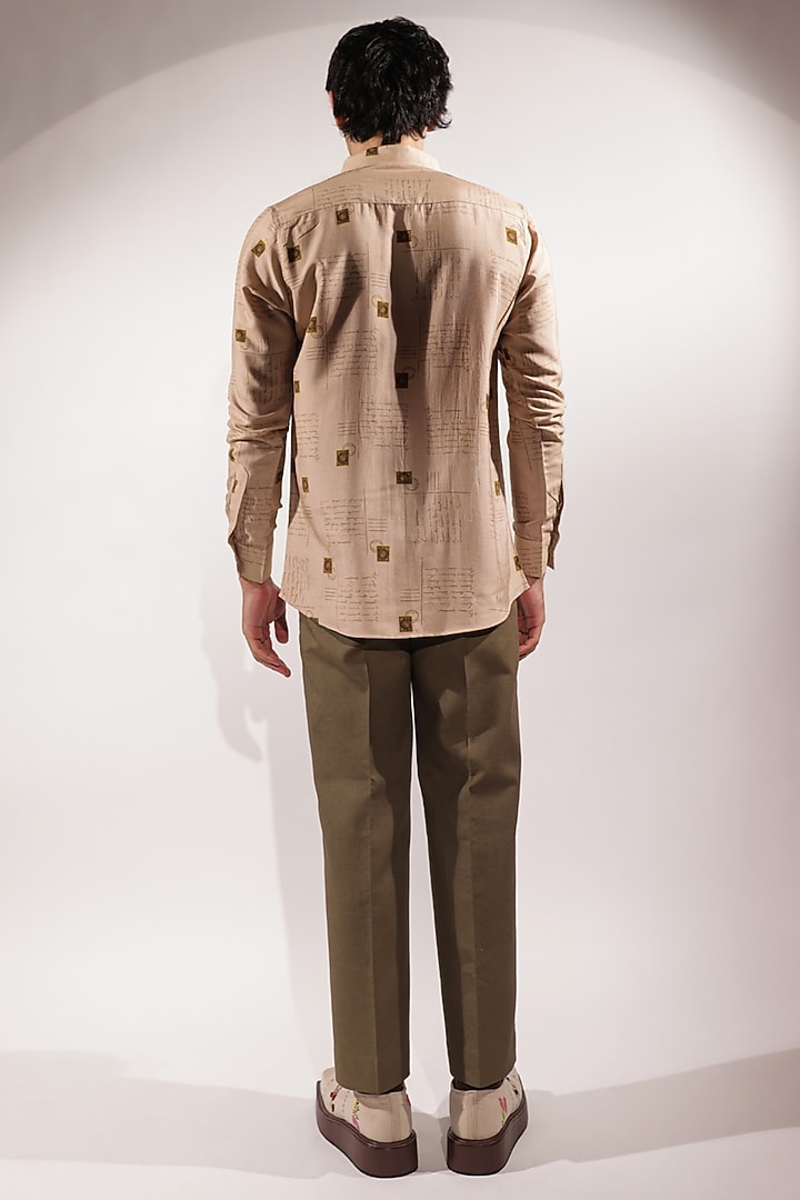Olive Green Linen Pants by Jubinav Chadha Men at Pernia's Pop Up Shop