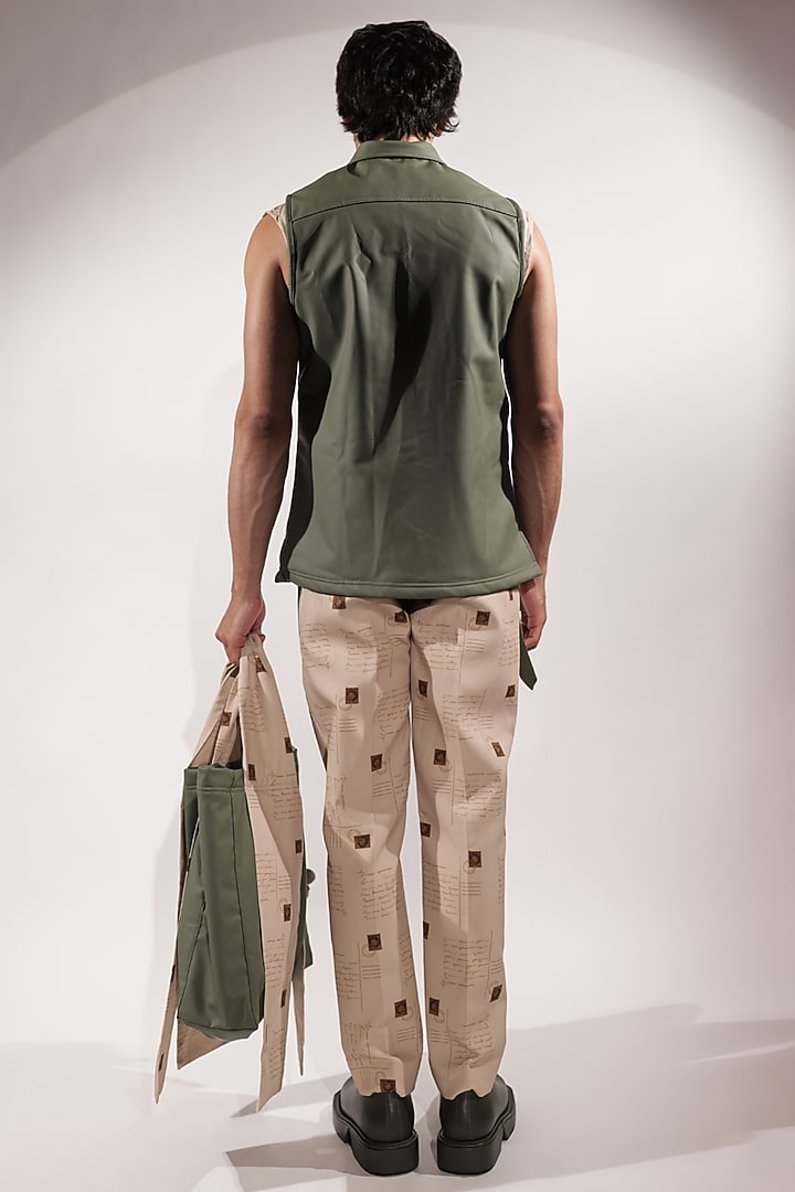 Beige Crepe Pants by Jubinav Chadha Men at Pernia's Pop Up Shop