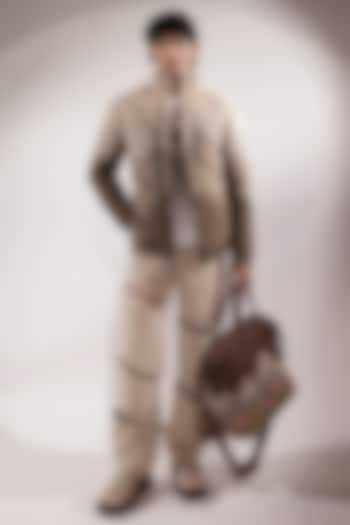 Beige Suede Pants by Jubinav Chadha Men at Pernia's Pop Up Shop