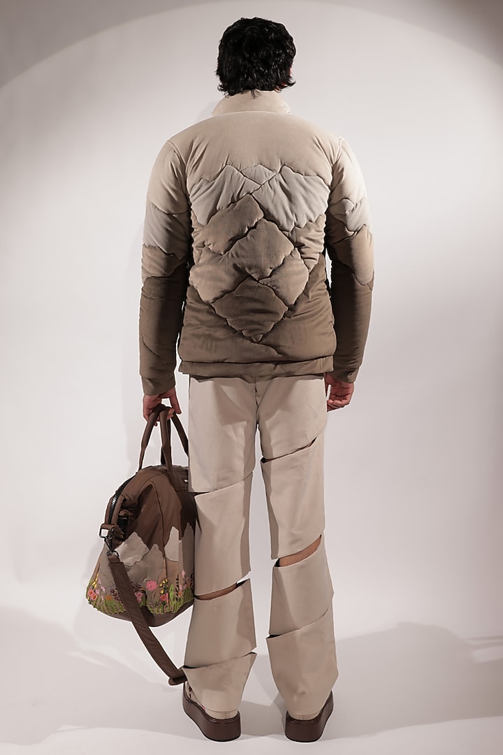 Beige Suede Pants by Jubinav Chadha Men at Pernia's Pop Up Shop