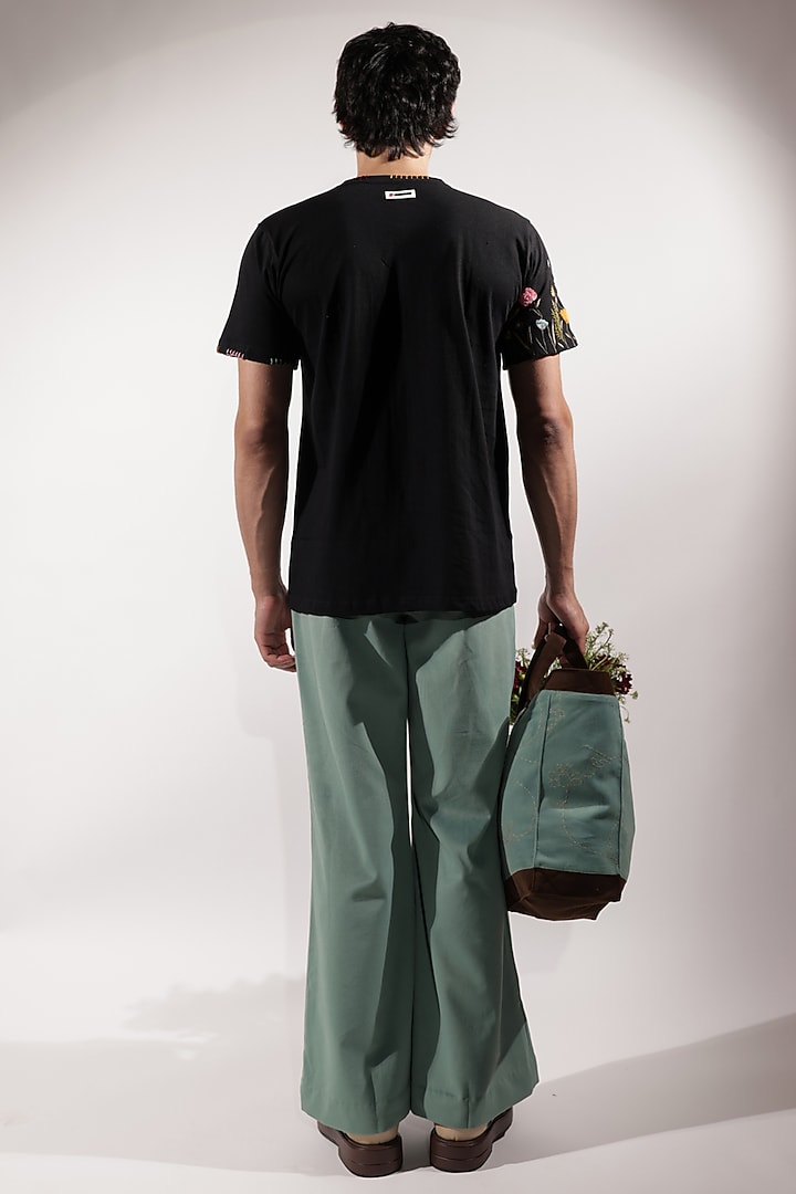 Jade Green Suede Bootcut Pants by Jubinav Chadha Men at Pernia's Pop Up Shop