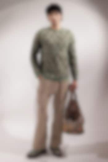 Beige Suede Pants by Jubinav Chadha Men at Pernia's Pop Up Shop