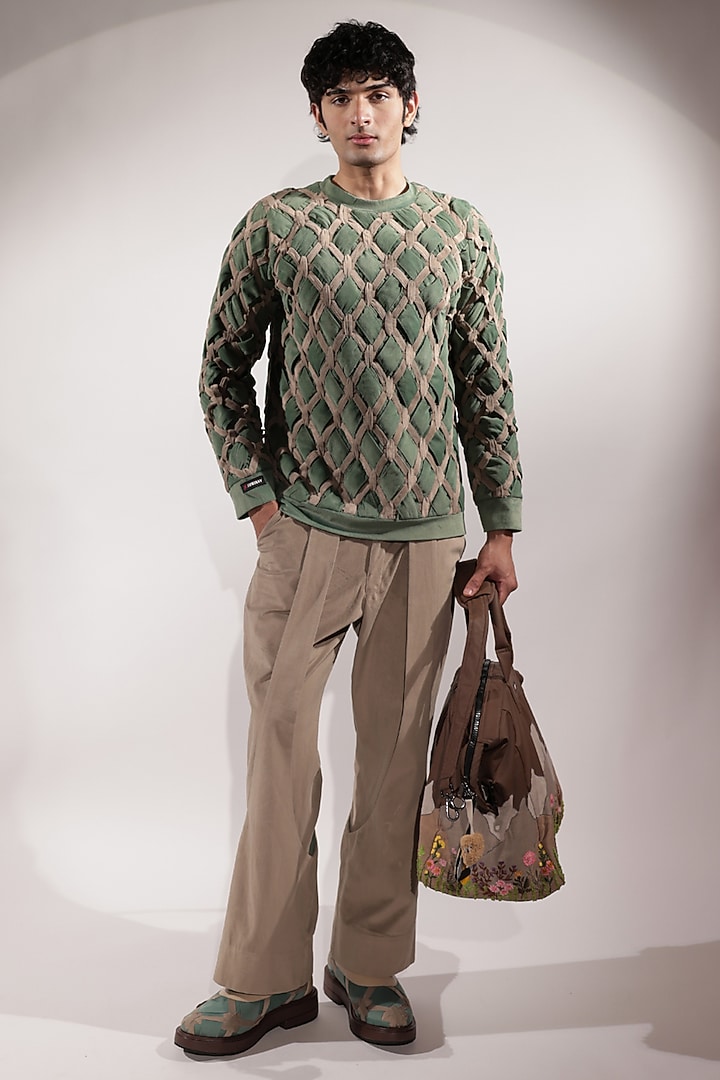 Beige Suede Pants by Jubinav Chadha Men at Pernia's Pop Up Shop