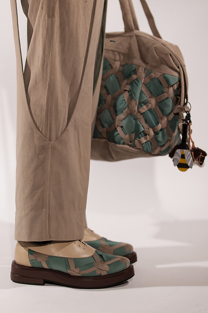 Beige Suede Pants by Jubinav Chadha Men at Pernia's Pop Up Shop