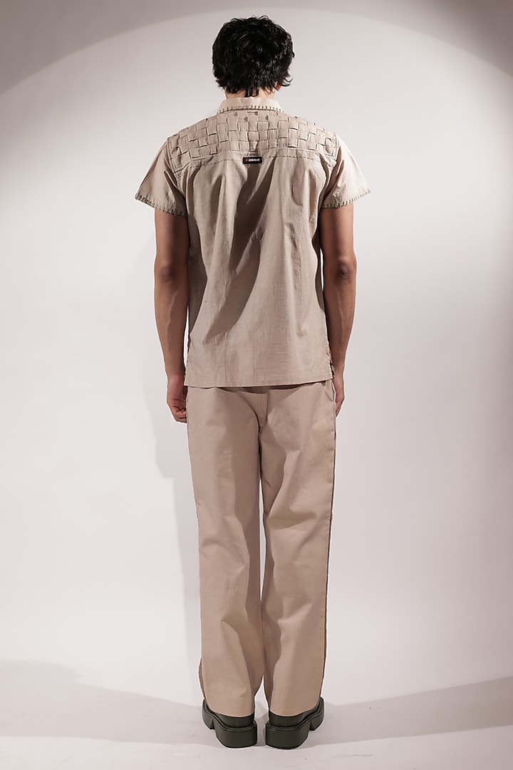 Beige Linen Flap Pants by Jubinav Chadha Men at Pernia's Pop Up Shop