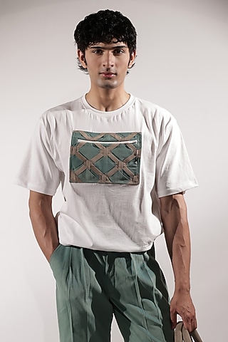 White Cotton T-Shirt by Jubinav Chadha Men