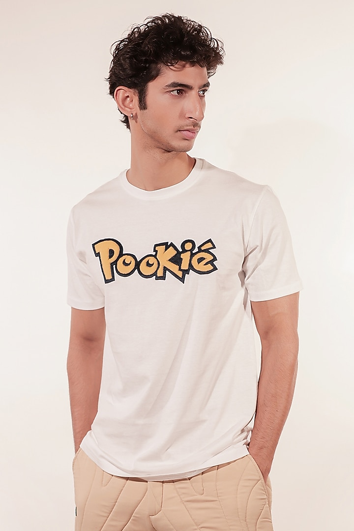 White Cotton Patchwork T-Shirt by Jubinav Chadha Men