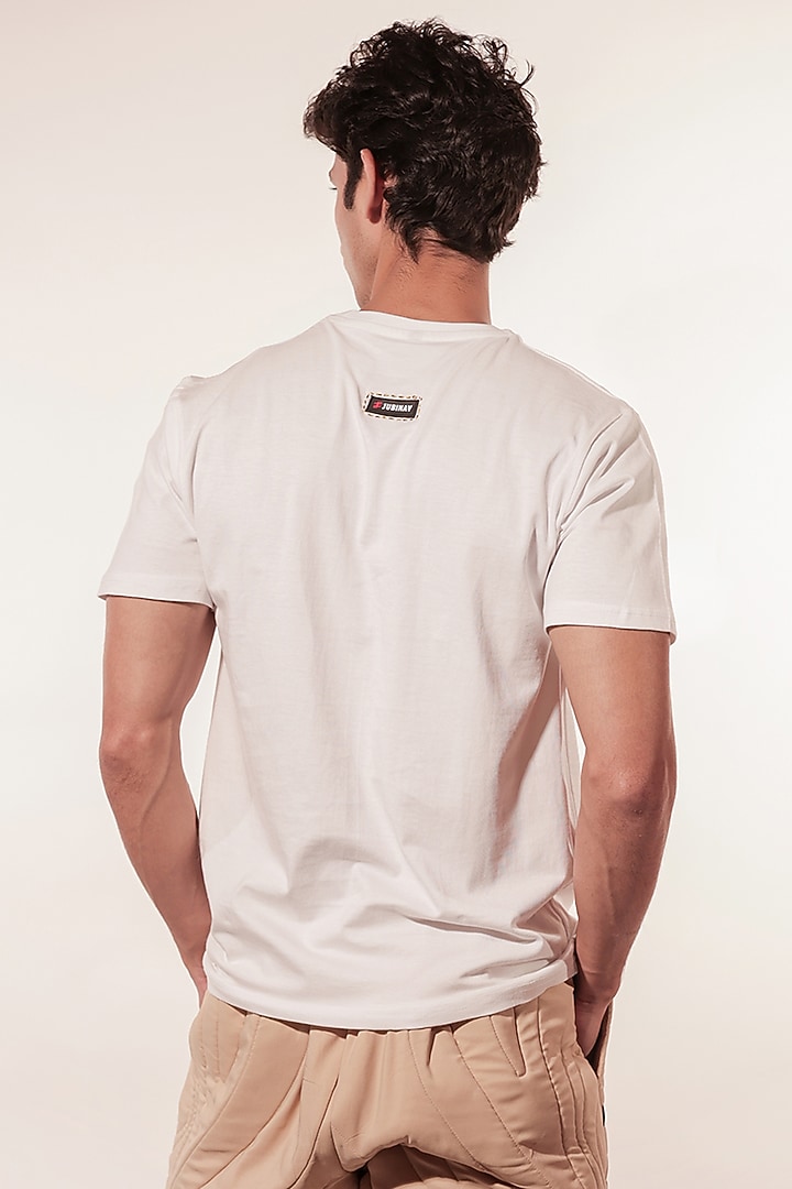White Cotton Patchwork T-Shirt by Jubinav Chadha Men at Pernia's Pop Up Shop