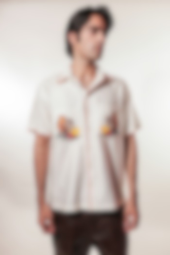 Ivory Silk Hand Embroidered Wedding Shirt by Jubinav Chadha Men at Pernia's Pop Up Shop