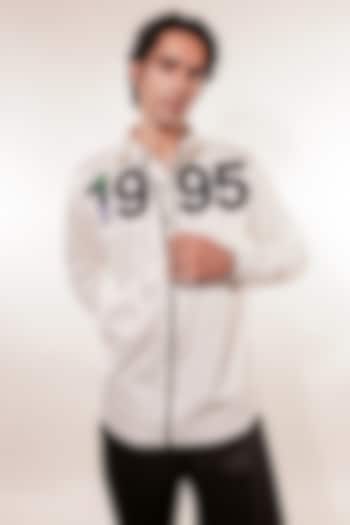 White Cotton Lycra Hand Embroidered Party Wear Shirt by Jubinav Chadha Men at Pernia's Pop Up Shop