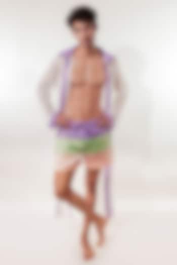 Multi-Colored Mesh & Taffeta Co-Ord Set by Jubinav Chadha Men