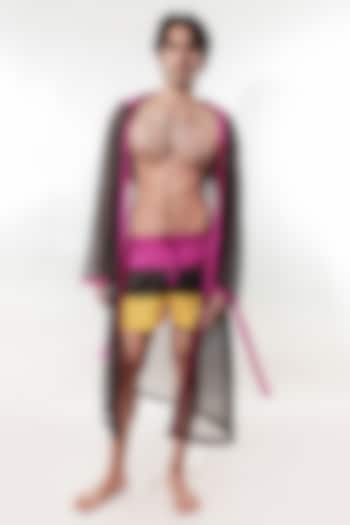 Multi-Colored Mesh & Taffeta Co-Ord Set by Jubinav Chadha Men