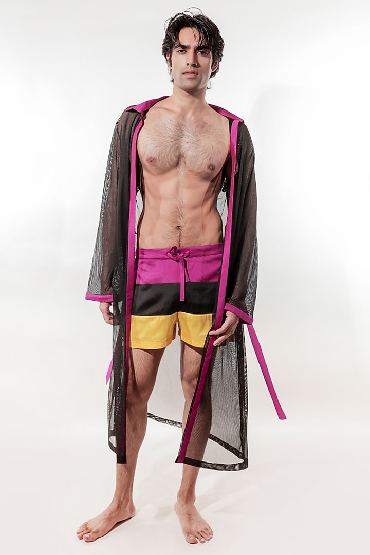 Multi-Colored Mesh & Taffeta Co-Ord Set by Jubinav Chadha Men