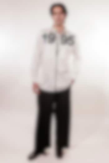 Black Cotton Lycra Trousers by Jubinav Chadha Men