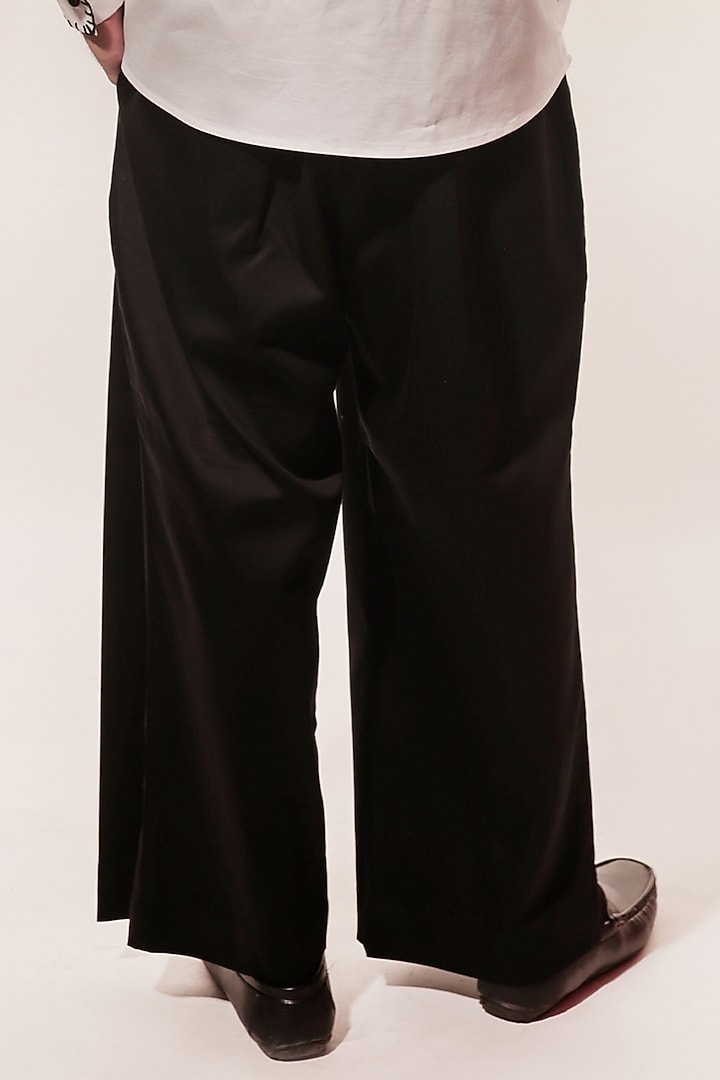 Black Cotton Lycra Trousers by Jubinav Chadha Men at Pernia's Pop Up Shop