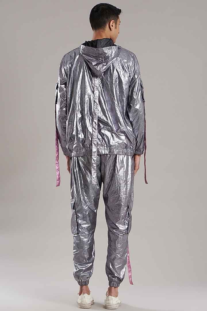 Silver Metallic Jacket by Jubinav Chadha Men at Pernia's Pop Up Shop