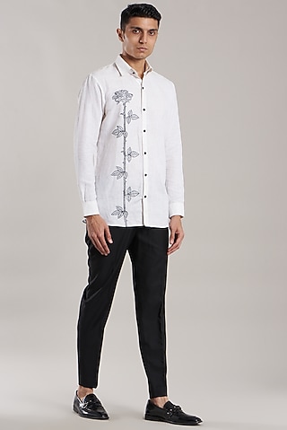 White Embroidered Shirt by Jubinav Chadha Men