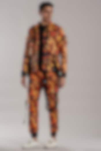 Multi-Colored Satin Printed Jacket by Jubinav Chadha Men