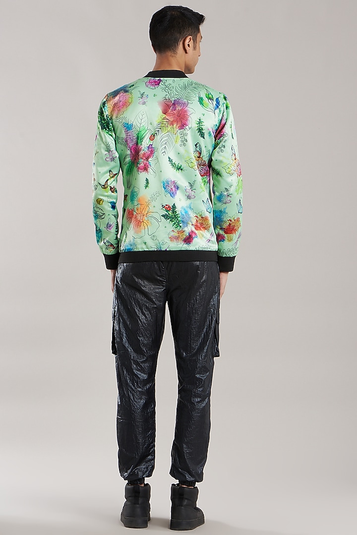 Mint Green Printed Jacket by Jubinav Chadha Men at Pernia's Pop Up Shop