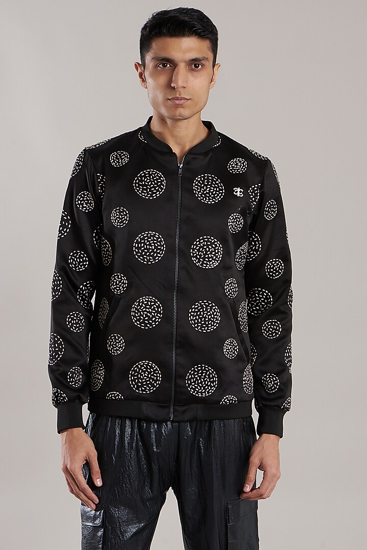 Black Dutch Satin & Polyester Jacket by Jubinav Chadha Men at Pernia's Pop Up Shop