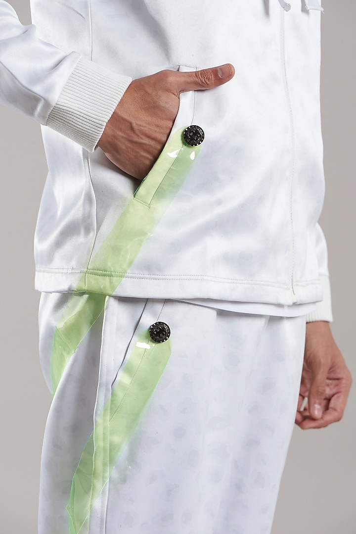 White Printed Jacket by Jubinav Chadha Men at Pernia's Pop Up Shop
