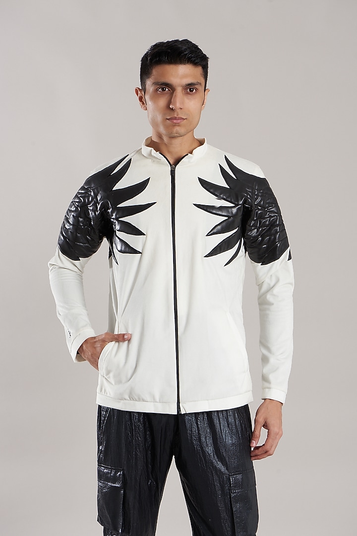 White Velvet Jacket by Jubinav Chadha Men at Pernia's Pop Up Shop