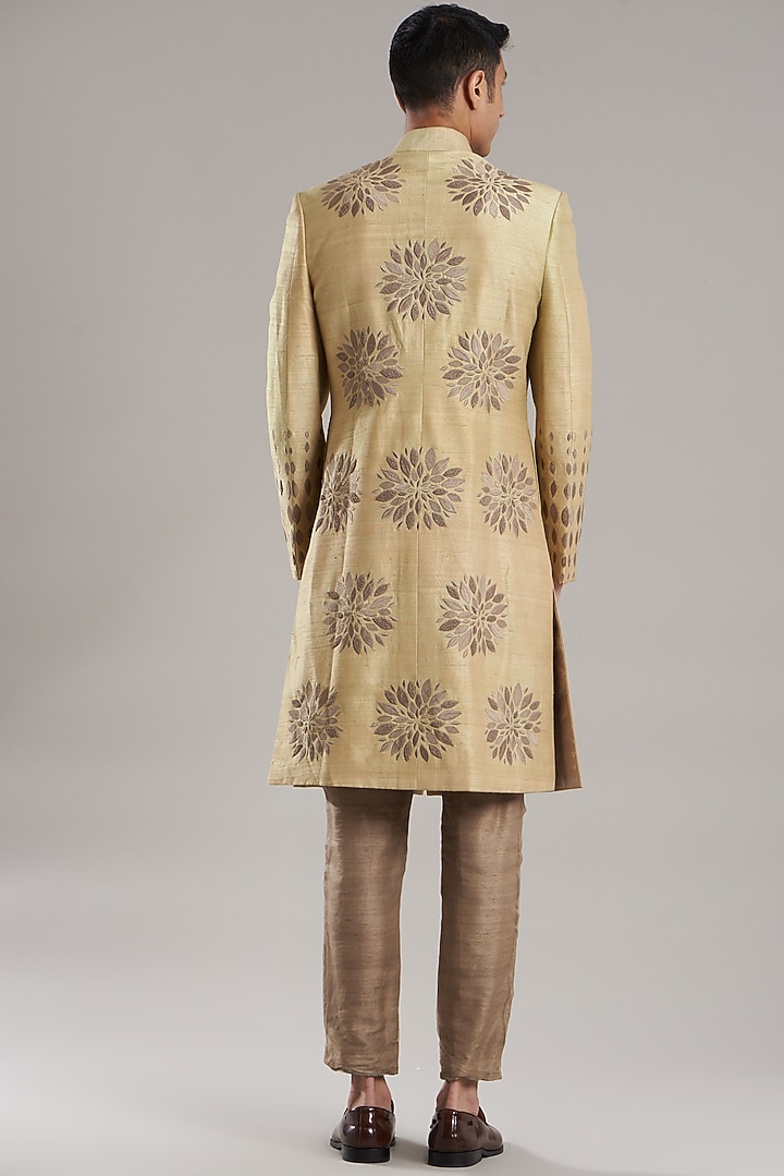 Pastel Green Embroidered Wedding Sherwani by Jubinav Chadha Men at Pernia's Pop Up Shop