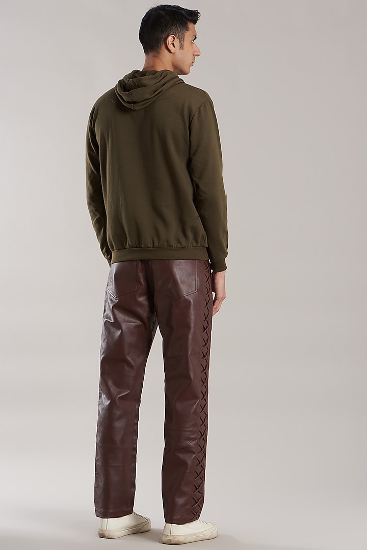 Army Green Cotton Jersey Quilted Motif Sweatshirt by Jubinav Chadha Men at Pernia's Pop Up Shop