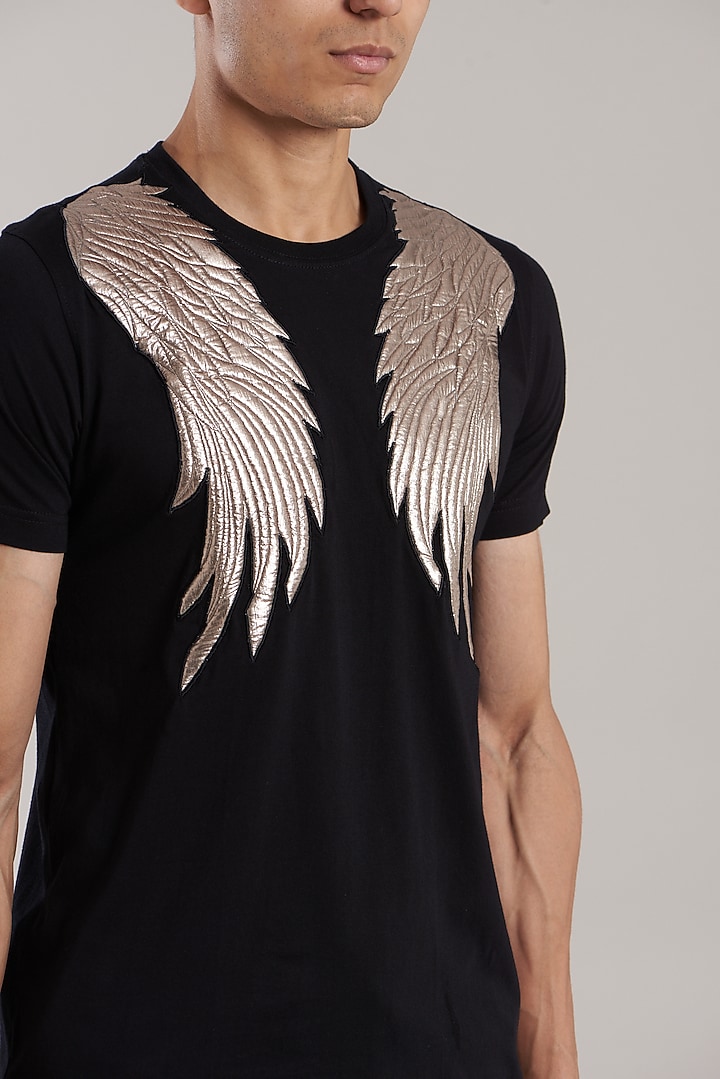 Black Cotton T-Shirt by Jubinav Chadha Men at Pernia's Pop Up Shop