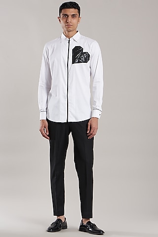 White Shirt In Cotton by Jubinav Chadha Men