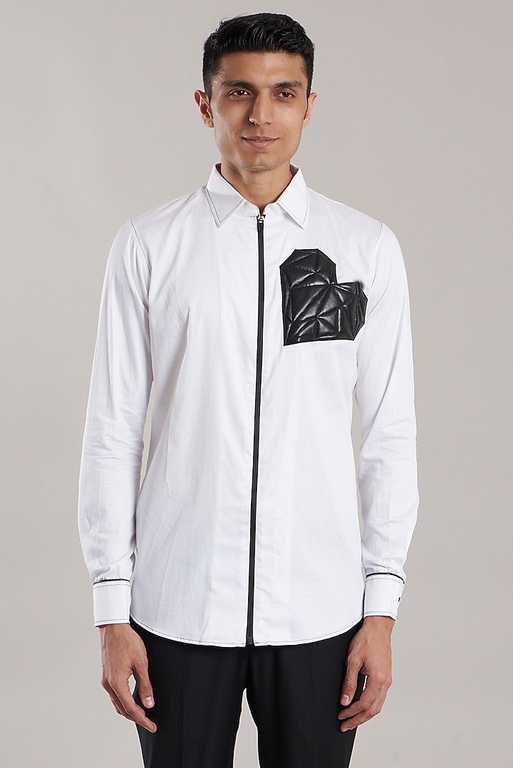 White Party Wear Shirt In Cotton by Jubinav Chadha Men at Pernia's Pop Up Shop