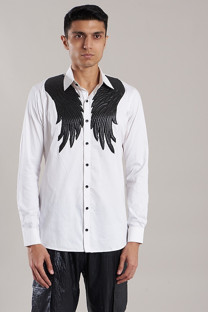 White Cotton Party Wear Shirt by Jubinav Chadha Men at Pernia's Pop Up Shop