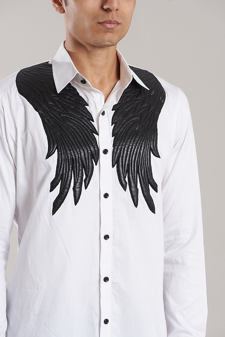 White Cotton Party Wear Shirt by Jubinav Chadha Men at Pernia's Pop Up Shop