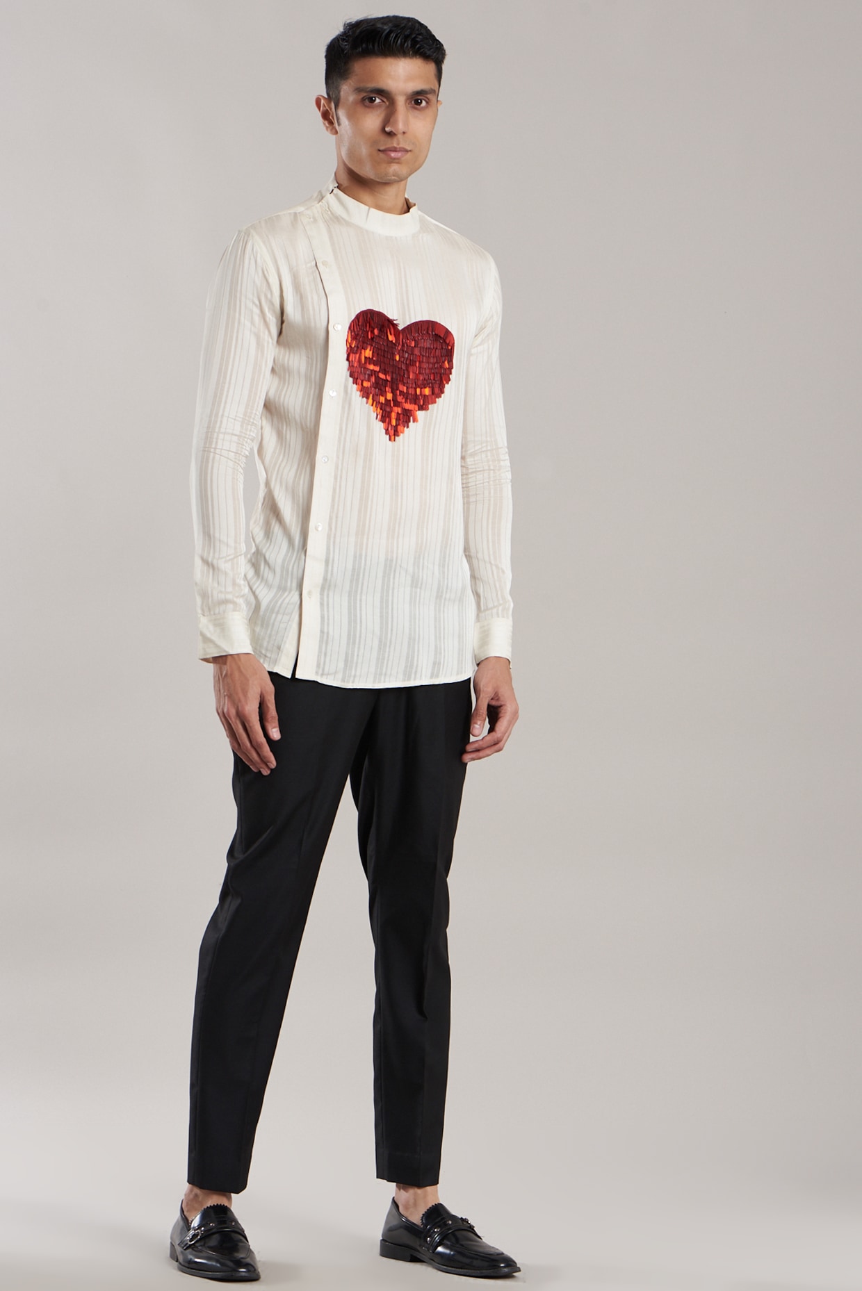 Palm Angels White Cotton Heart Embroidered Crew Neck T-Shirt L