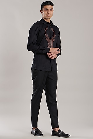 Black Lycra Shirt by Jubinav Chadha Men