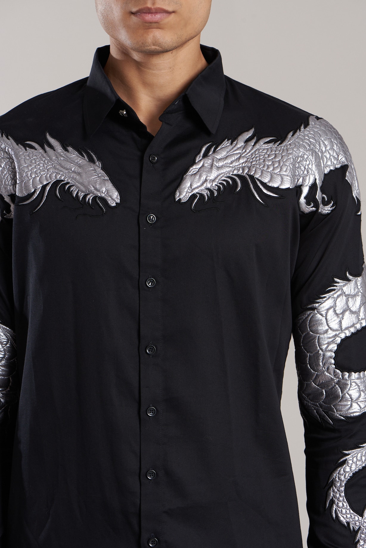 Black Embroidered Shirt by Jubinav Chadha Men