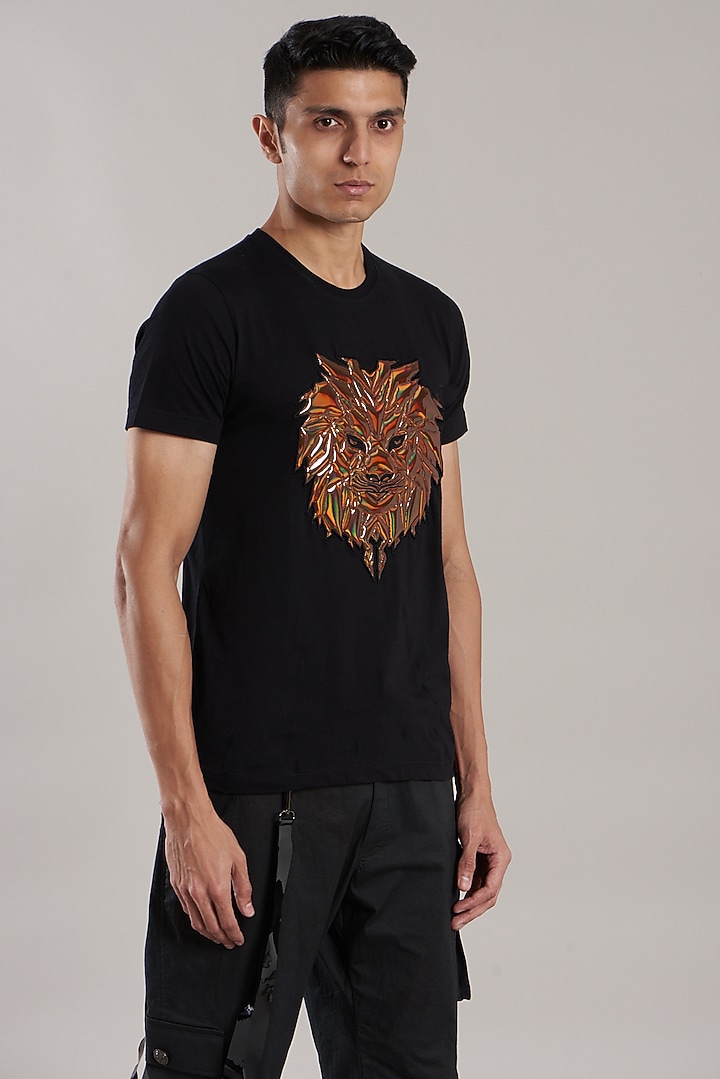 Black Jersey T-Shirt by Jubinav Chadha Men at Pernia's Pop Up Shop