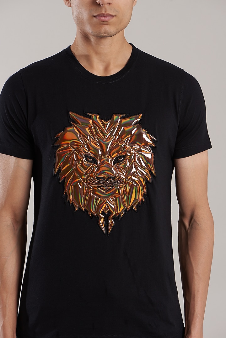 Black Jersey T-Shirt by Jubinav Chadha Men at Pernia's Pop Up Shop