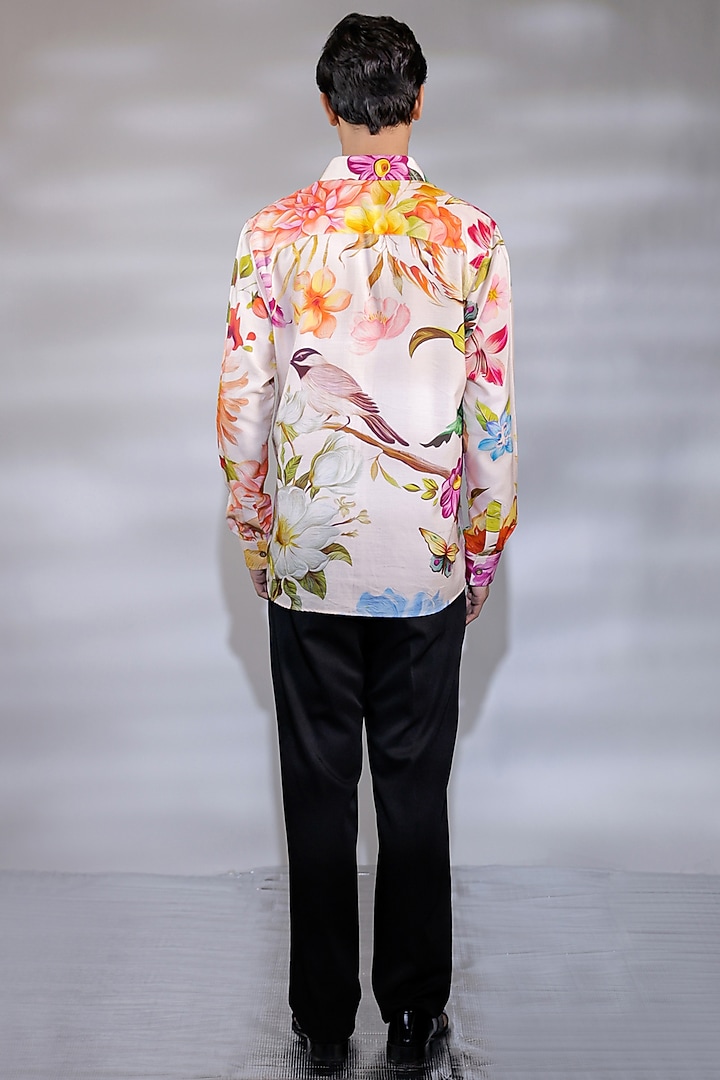 Pink Cotton Silk Floral Printed Party Wear Shirt by Jubinav Chadha Men at Pernia's Pop Up Shop