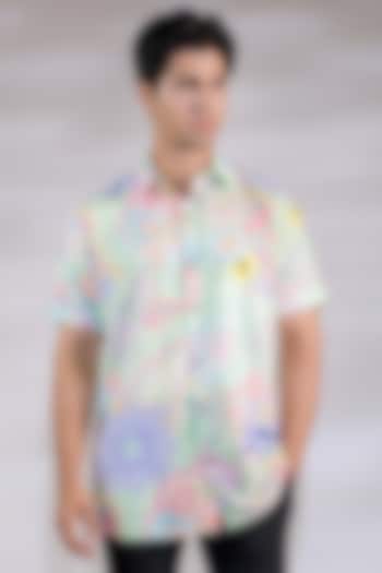 Multi-Colored Cotton Silk Floral Printed Party Wear Shirt by Jubinav Chadha Men at Pernia's Pop Up Shop