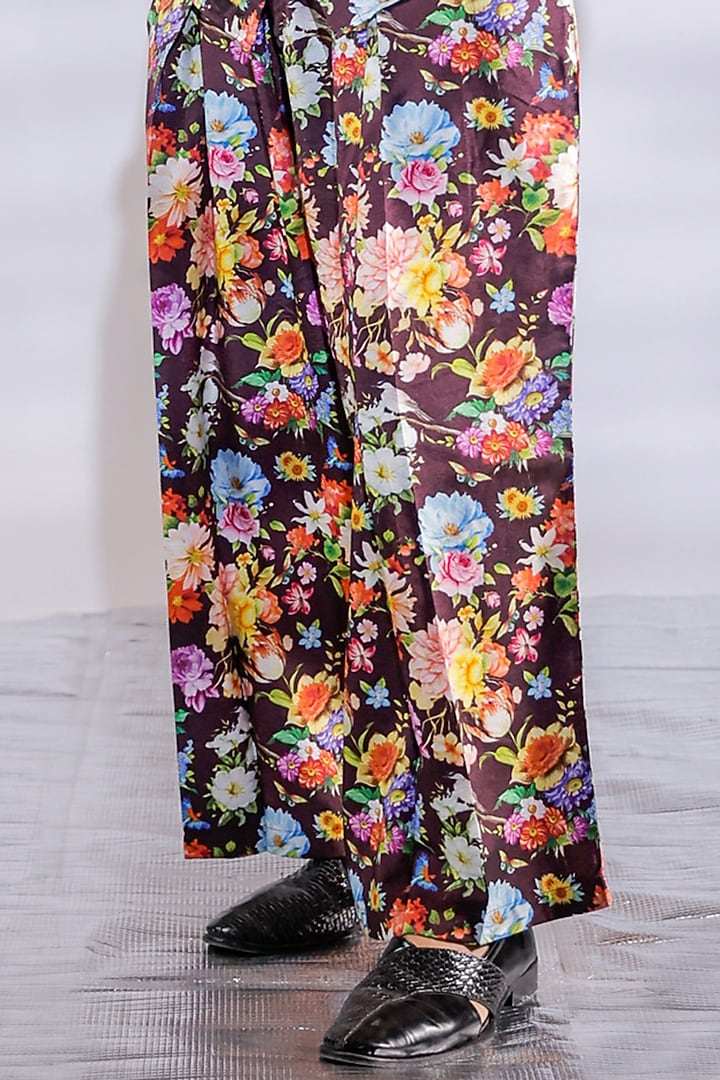 Wine Cotton Silk Floral Printed Co-Ord Set by Jubinav Chadha Men at Pernia's Pop Up Shop