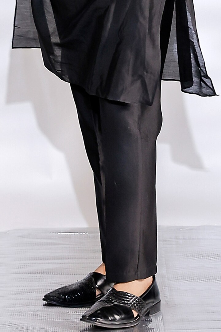 Black Cotton Silk Pearl Embroidered Nehru Jacket Set by Jubinav Chadha Men at Pernia's Pop Up Shop
