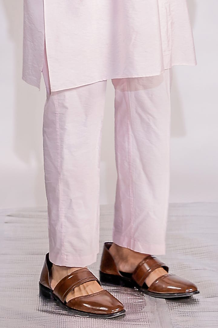Blush Pink Satin Pearl Embroidered Nehru Jacket Set by Jubinav Chadha Men at Pernia's Pop Up Shop